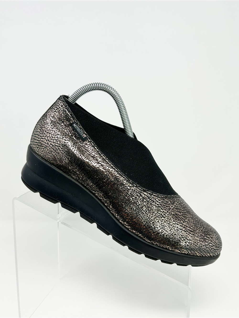 Mephisto Palmyre Womens Slip-On Comfort Flats Black Metallic Crackle Size 7.5